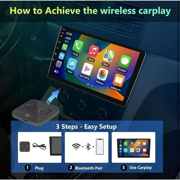 Wireless AI Box Carplay Adapter for Factory Wired CarPlay USB For iPhone Android - Picture 7 of 11